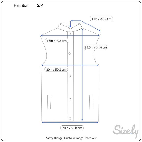 Harriton Vest  S/P Orange   100% Spun Soft Polyester - Picture 5 of 5